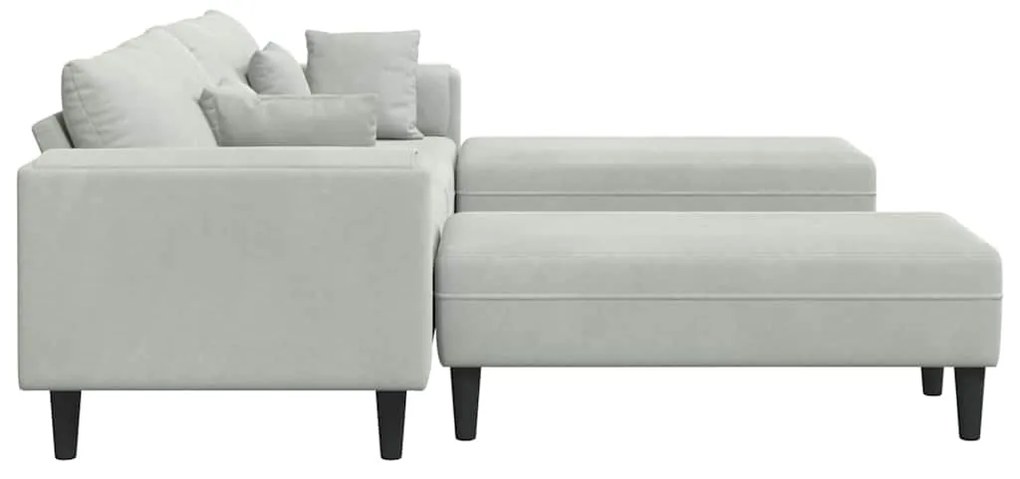 vidaXL Βελούδινος καναπές 3 pcs Ανοιχτό γκρι 208 εκ. Βελούδο