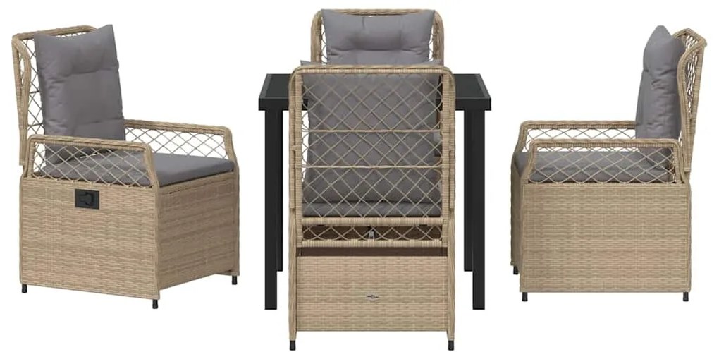 vidaXL Σέτ φαγητού για κήπο 5 pcs Μπεζ συνθετικό ρατάν