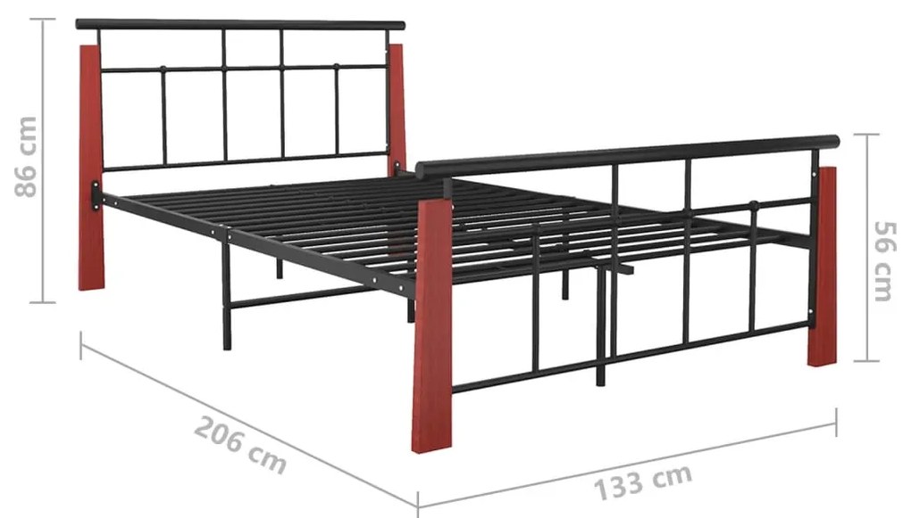 vidaXL Πλαίσιο Κρεβατιού 120 x 200 εκ. Μέταλλο/Μασίφ Ξύλο Δρυός