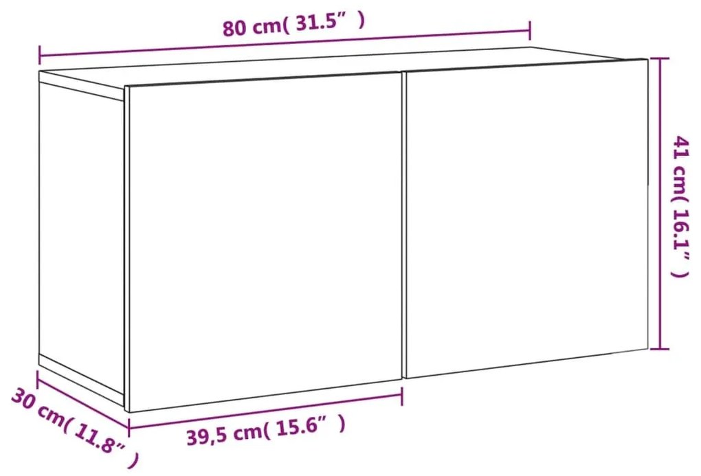 Ντουλάπι Τοίχου Τηλεόρασης Καφέ Δρυς 80 x 30 x 41 εκ. - Καφέ