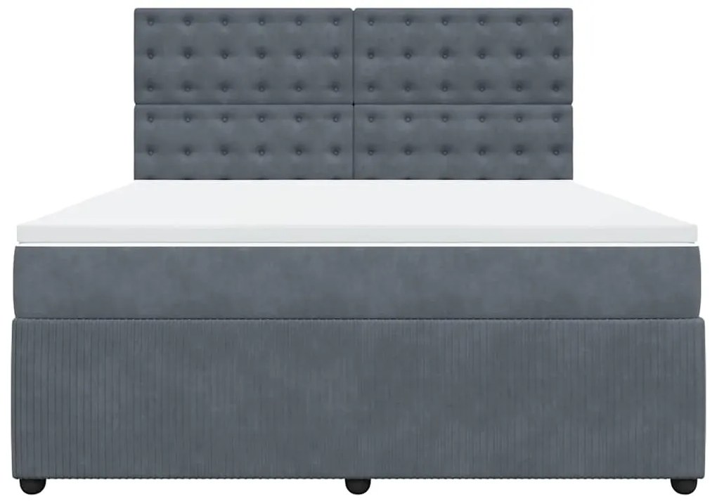 vidaXL Κρεβάτι Boxspring με Στρώμα Σκούρο Γκρι 180x200 εκ. Βελούδινο