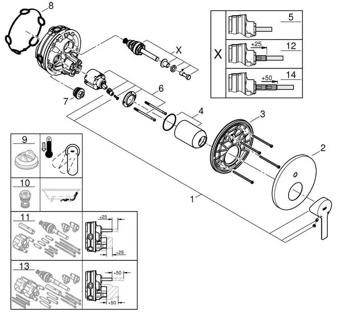 Εξωτερικά μέρη μπαταρίας λουτρού Grohe Lineare New-Anthraki Mat-15,8 x 20,4