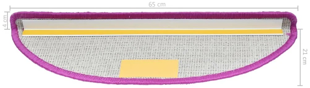 vidaXL Πατάκια Σκαλιών 15 τεμ. Μωβ Ημίστρογγυλά Μεγάλα 65x21x4 εκ.
