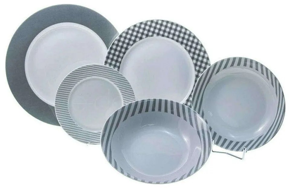 Σερβίτσιο Πιάτα Φαγητού Fino (Σετ 20Τμχ) 15.103.40 White-Grey Cryspo Trio 20 τμχ Porcelain