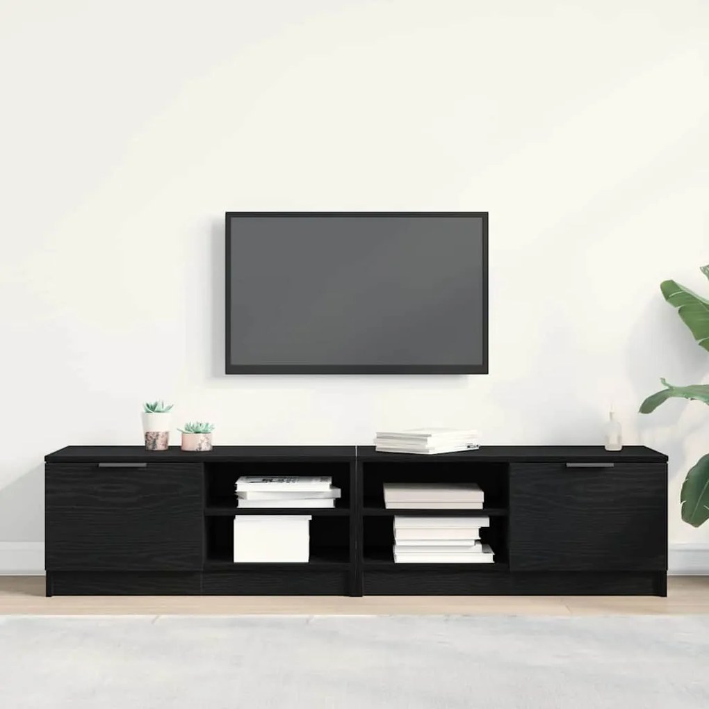 vidaXL Ντουλάπι TV 2 pcs Μαύρο 80 x 35 x 36.5 cm Επεξεργασμένο ξύλο