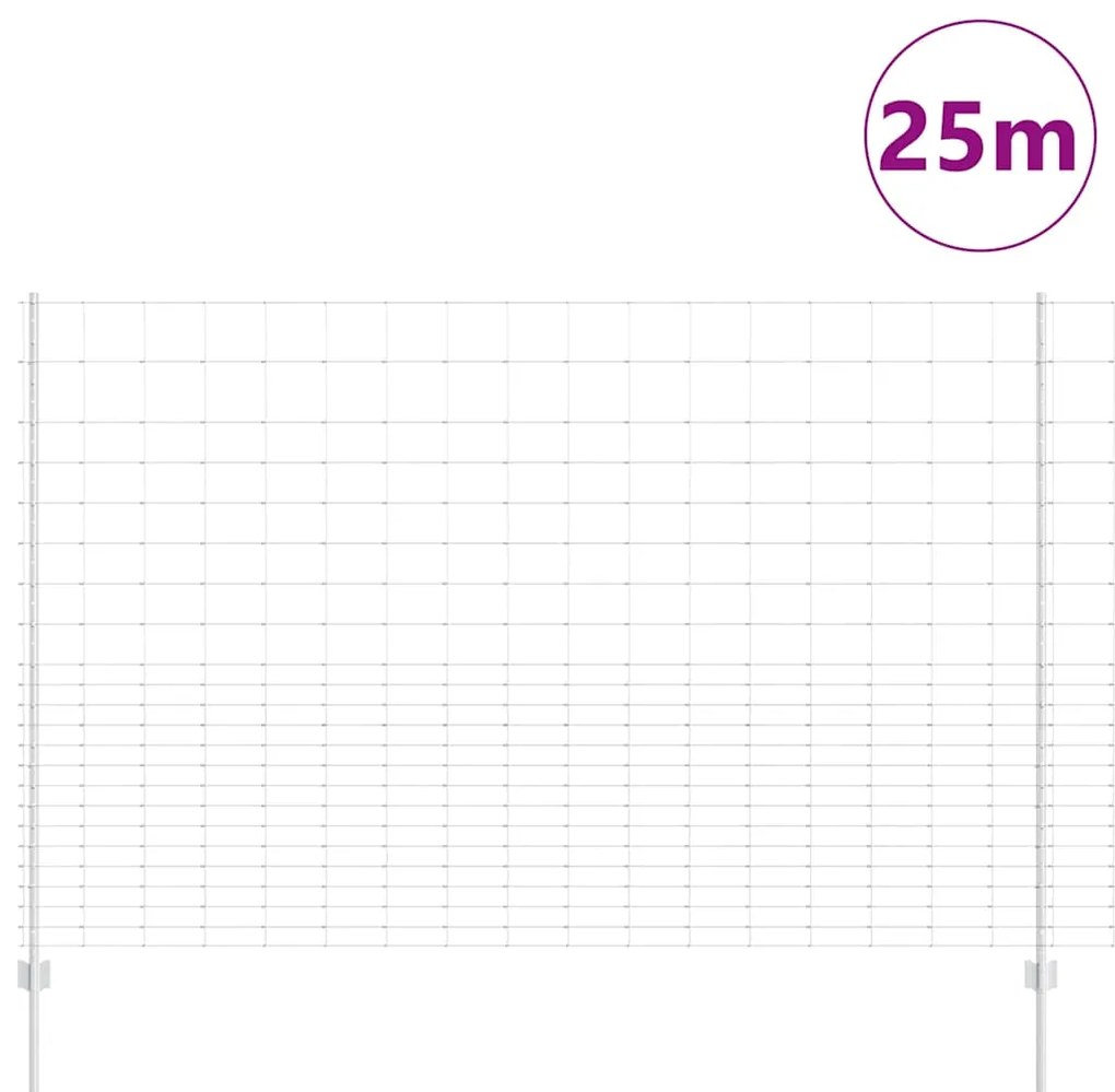 vidaXL Φράχτης με Στήλες. Ασημί 1.6 x 25 m Ατσάλι