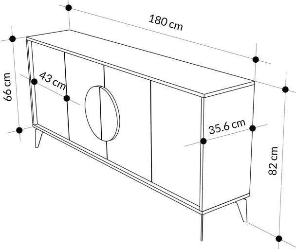 Μπουφές Gora σε Λευκό - Μόκα 180x35.6x82εκ. 180x35.6x82 εκ.
