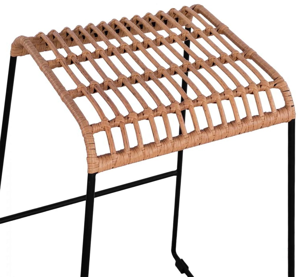 ΣΚΑΜΠΟ ΜΕΤΑΛΛΙΚΟ ALLEGRA HM5641 ΜΕ WICKER ΣΕ ΜΠΕΖ ΑΠΟΧΡΩΣΗ 49x50x76 εκ.