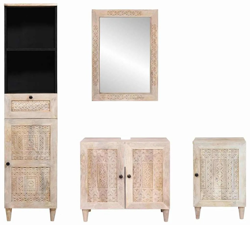 vidaXL Σετ Επίπλων Μπάνιου με συρτάρι 4 pcs Λευκό Επεξεργασμένο ξύλο