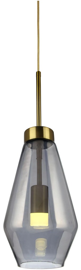 Φωτιστικό Κρεμαστό Μονόφωτο Γυάλινο με Χαλκό Γκρι G9 Φ17x140cm - DD-GL-0627GREY
