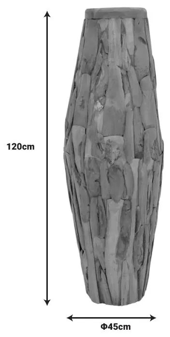 Διακοσμητικό βάζο Erosian teak ξύλο σε φυσική απόχρωση Φ45x120εκ