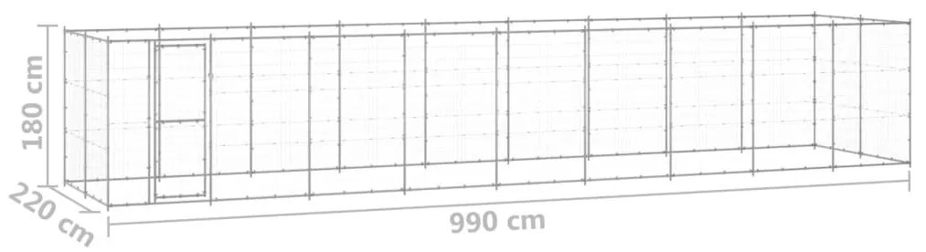 Κλουβί Σκύλου Εξωτερικού Χώρου 21,78 μ² από Γαλβανισμένο Χάλυβα - Ασήμι