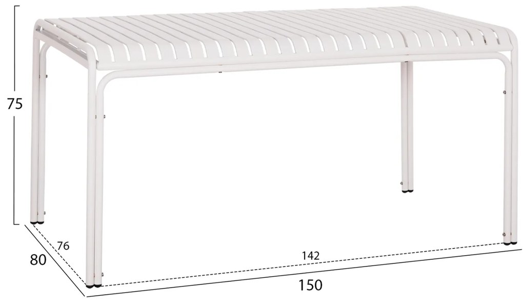 ΤΡΑΠΕΖΙ ΑΛΟΥΜΙΝΙΟΥ RACHEL HM6339.02 ΛΕΥΚΟ 150x80x75Υεκ.