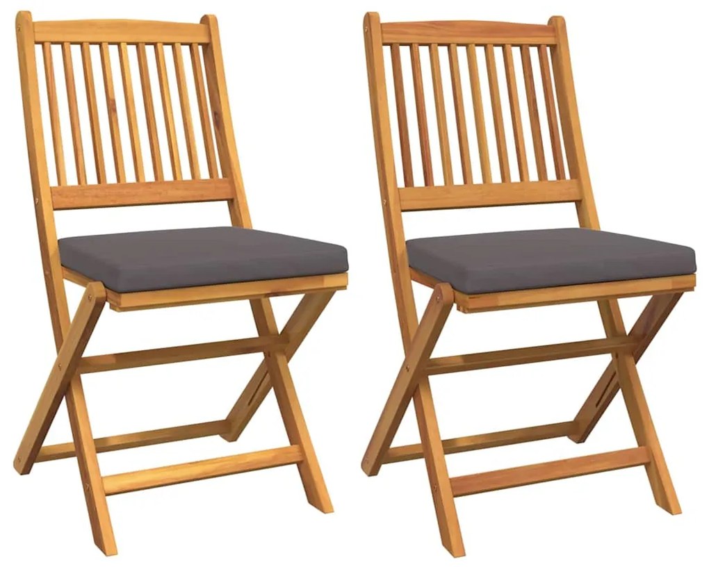 vidaXL Πτυσσόμενη Καρέκλα με μαξιλάρι 2 pcs Γκρι 49 x 57.5 x 92εκ