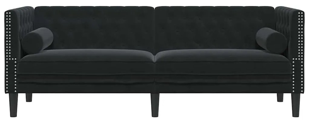 vidaXL Καναπές Chesterfield Argyle Μαύρο 194 x 74.5 x 70.5 εκ. Βελούδο