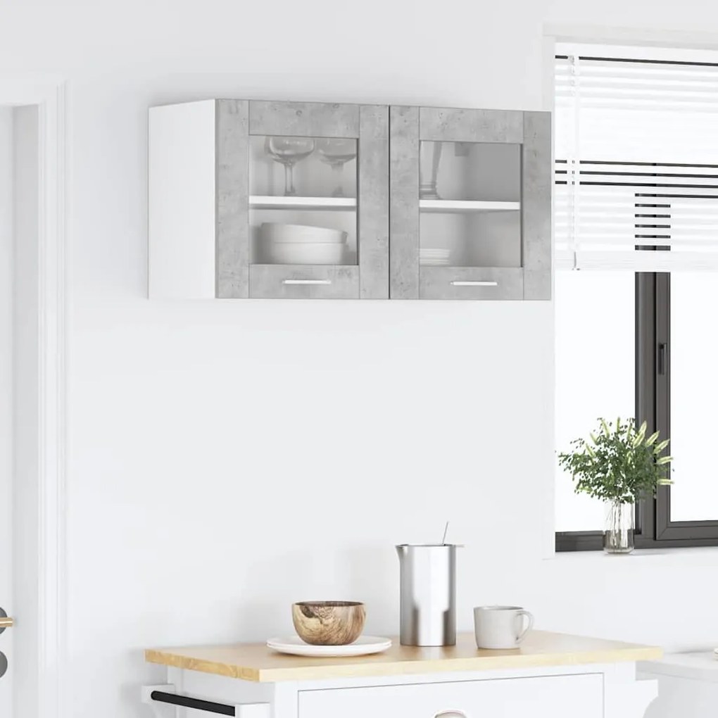 vidaXL Κρεμαστό ντουλάπι Riga Σκυρόδεμα Γκρι και Λευκό 80 x 31 x 40 εκ