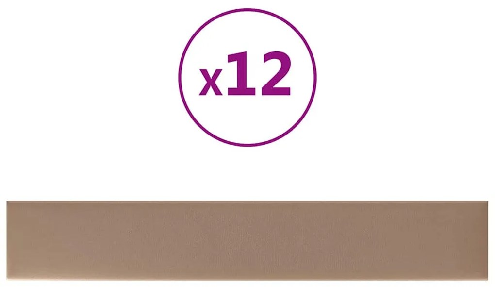 vidaXL Πάνελ Τοίχου 12 τεμ. Καπουτσίνο 90 x 15 εκ. 1,62 μ² Συνθ. Δέρμα