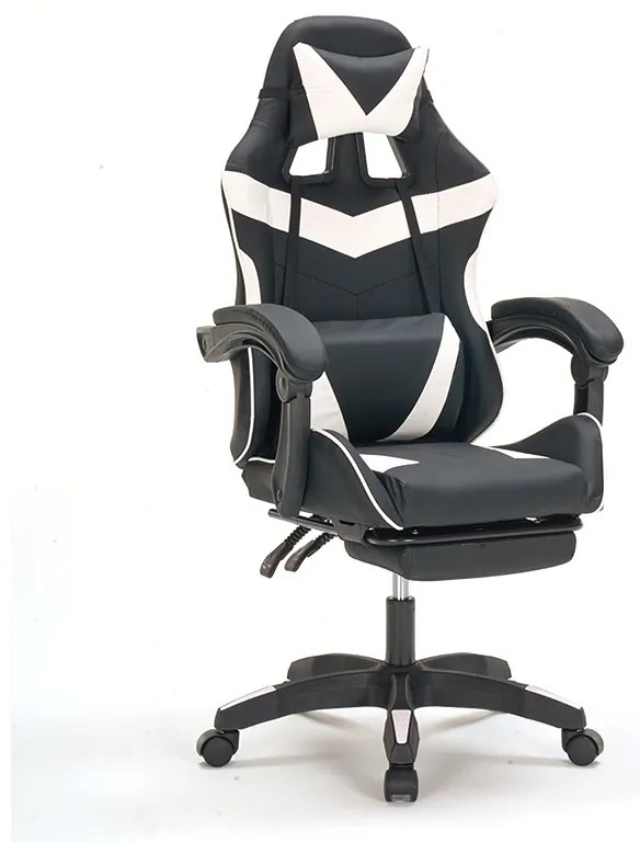 A9937 ΜΑΥΡΟ/ΛΕΥΚΟ PVC ΠΟΛΥΘΡΟΝΑ GAMING/ΜΕ ΥΠΟΠΟΔΙΟ ZITA PLUS 64X59X43-112/53-125εκ.