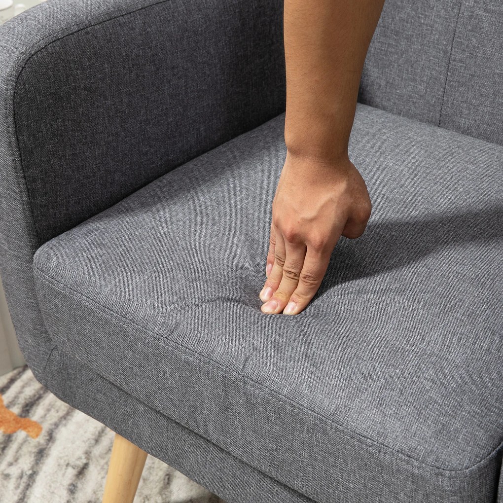 HOMCOM Πολυθρόνα σε Σκανδιναβικό Στυλ, Πολυθρόνα Accent, Κουμπωτό, Φυσικό + Ανοιχτό Γκρι