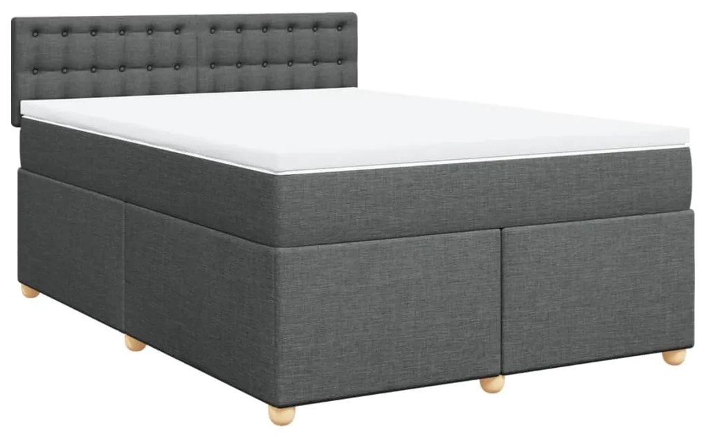 vidaXL Κρεβάτι Boxspring με Στρώμα Σκούρο Γκρι 140x190 εκ. Υφασμάτινο