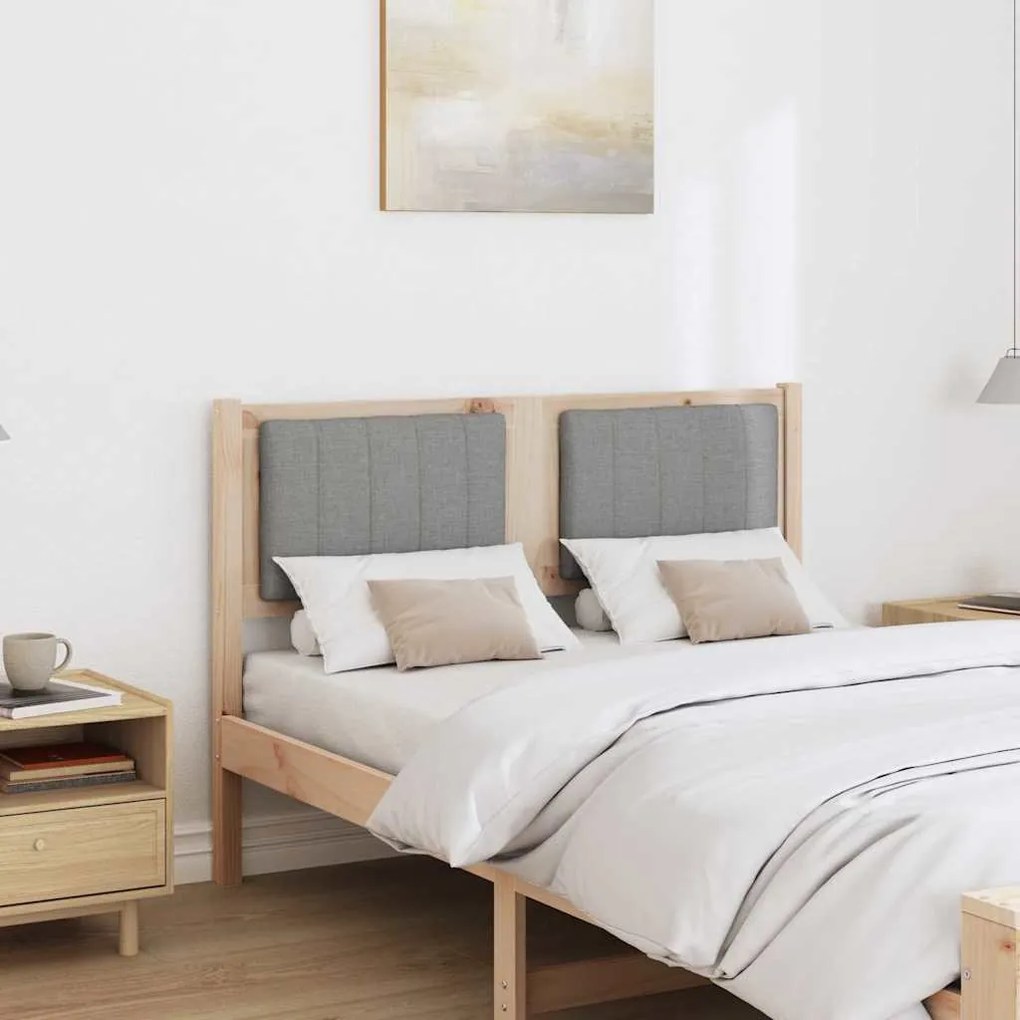 vidaXL Ταπετσαρισμένο κεφαλάρι Καφέ 120 cm Στερεά ξυλεία πεύκου