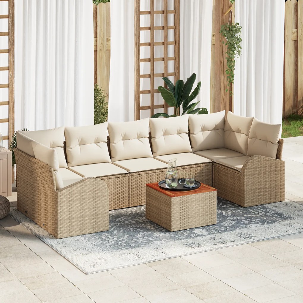 vidaXL Σετ Σαλονιού Κήπου 8 pcs Beige, λευκό Μεγάλο