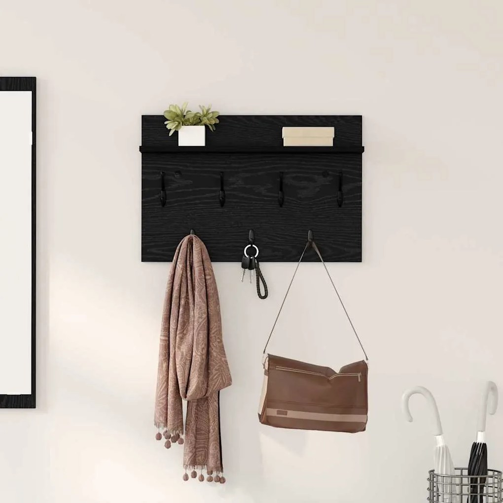 vidaXL Τοίχου Κρεμάστρα Μαύρη δρυς 60 x 40 x 12 cm Επεξεργασμένο ξύλο