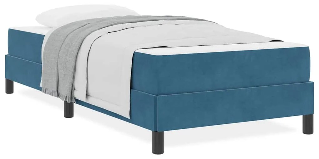 vidaXL Κρεβάτι box spring με στρώμα Σκούρο Μπλε 90 x 190 cm Βελούδο