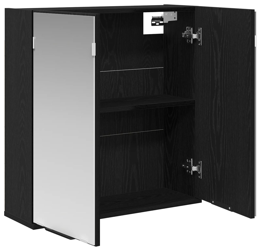 vidaXL Καθρέφτης μπάνιου  - Μαύρη βελανιδιά, 64x20x66,5 εκ, Κατασκευασμένος από επεξεργασμένο ξύλο
