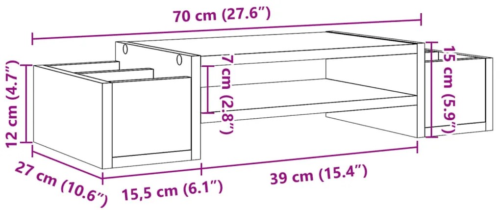 ΒΑΣΗ ΟΘΟΝΗΣ ΜΕ ΑΠΟΘ. SONOMA ΔΡΥΣ 70X27X15 ΕΚ ΕΠΕΞΕΡΓΑΣΜΕΝΟ ΞΥΛΟ 854681