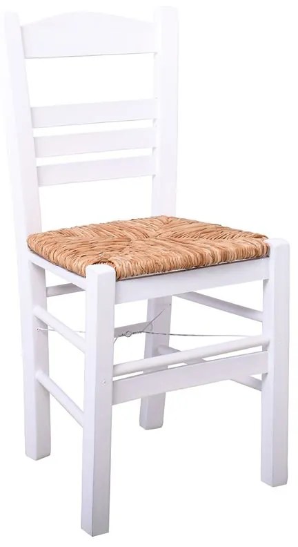 ΣΙΦΝΟΣ Καρέκλα Οξιά Βαφή Εμποτισμού Λάκα Άσπρο, Κάθισμα Ψάθα  41x45x88cm [-Άσπρο-] [-Ξύλο/Ψάθα-] Ρ969,Ε8