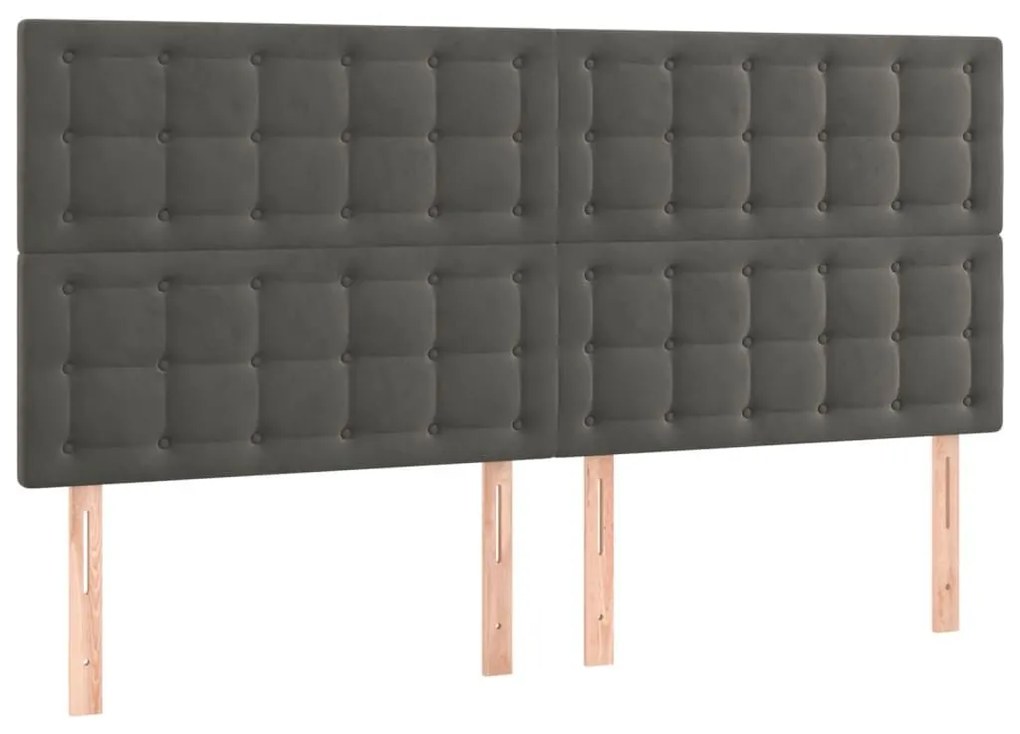 Κεφαλάρι Κρεβατιού LED Σκούρο Γκρι 160x5x118/128 εκ. Βελούδινο - Γκρι