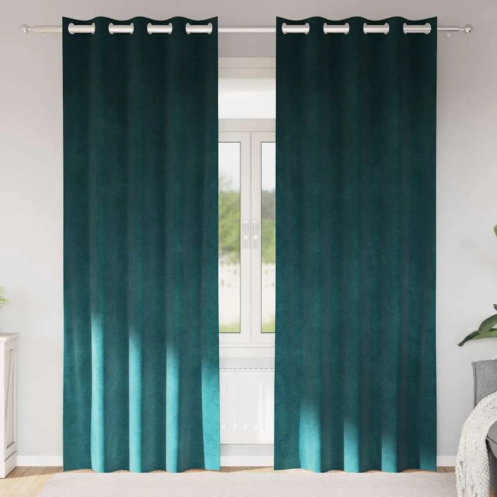 vidaXL Κουρτίνες 2 pcs Σκούρο πράσινο 140 x 225 cm Βελούδο