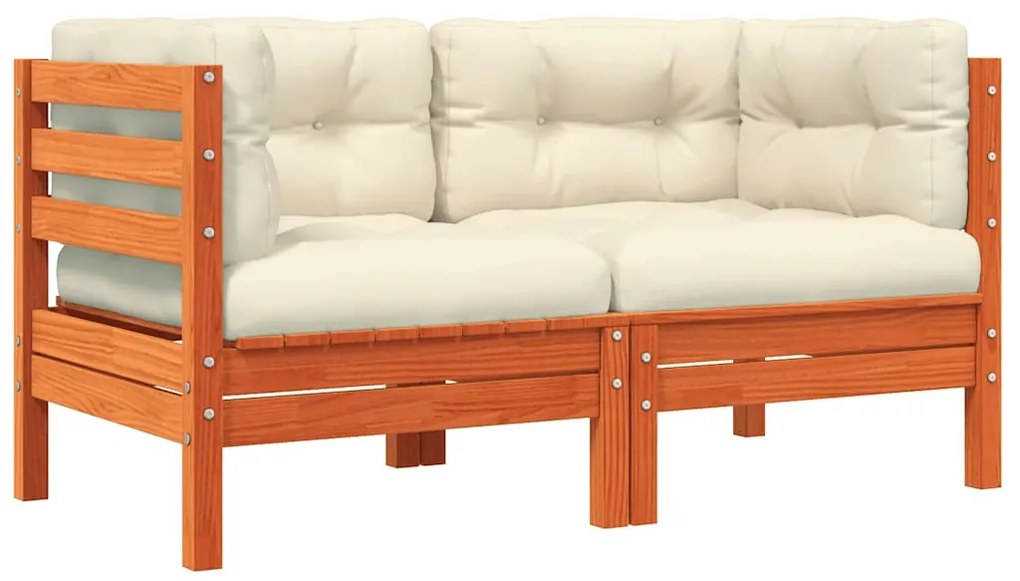 vidaXL Καναπές Κήπου Διθέσιος με Μαξιλάρια και Υποπόδιο