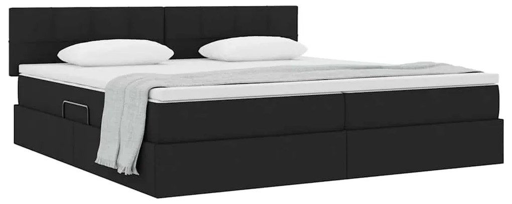 vidaXL Κρεβάτι με αποθηκευτικό χώρο και στρώμα Μαύρο 200 x 200 cm