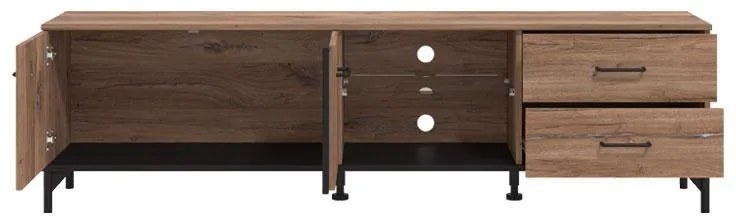 Έπιπλο TV Corsica 190 Flagstaff Oak - Μαύρο 190x42x53,5 εκ. 190x42x53.5 εκ.