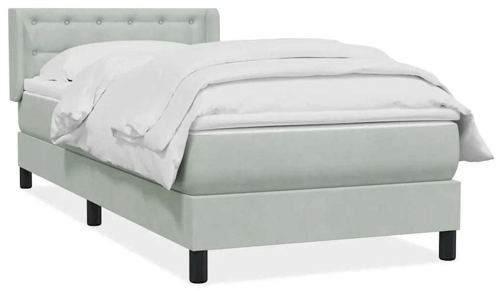 vidaXL Κρεβάτι Boxspring με Στρώμα Ανοιχτό Γκρι 80x210 εκ. Βελούδινο