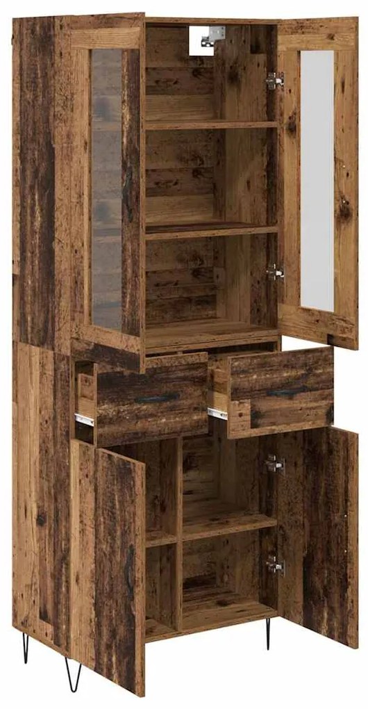 vidaXL Highboard Παλιό Ξύλο 69,5 x 34 x 180 εκ. Επεξεργασμένο ξύλο