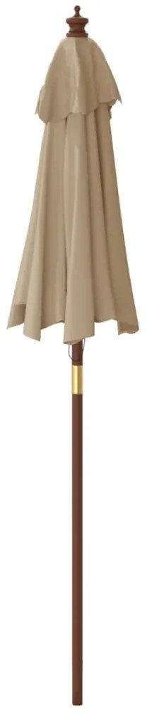Ομπρέλα Κήπου με Ξύλινο Ιστό Taupe 196x231 εκ. - Μπεζ-Γκρι