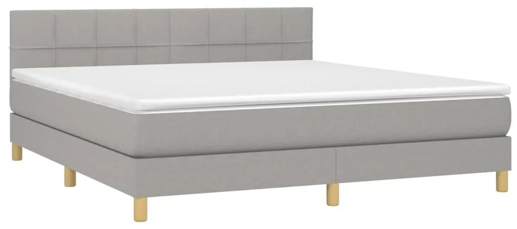 Κρεβάτι Boxspring με Στρώμα Αν. Πράσινο 160x200εκ Υφασμάτινο - Γκρι