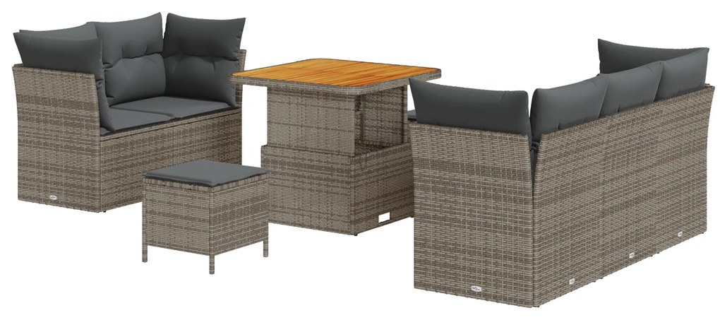vidaXL Σετ Καναπέ Κήπου με μαξιλάρι 8 pcs Γκρι 80 x 80 x 71 cm