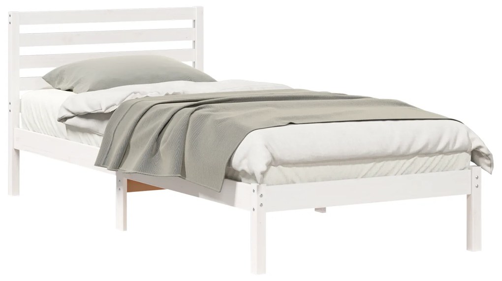 vidaXL Σκελετός Κρεβατιού Λευκό 100 x 210 cm Μασίφ ξύλο πεύκου