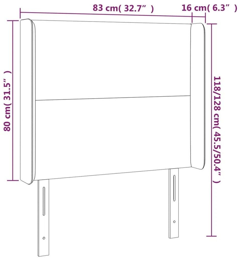 vidaXL Κεφαλάρι Κρεβατιού LED Ροζ 83x16x118/128εκ. Βελούδινο