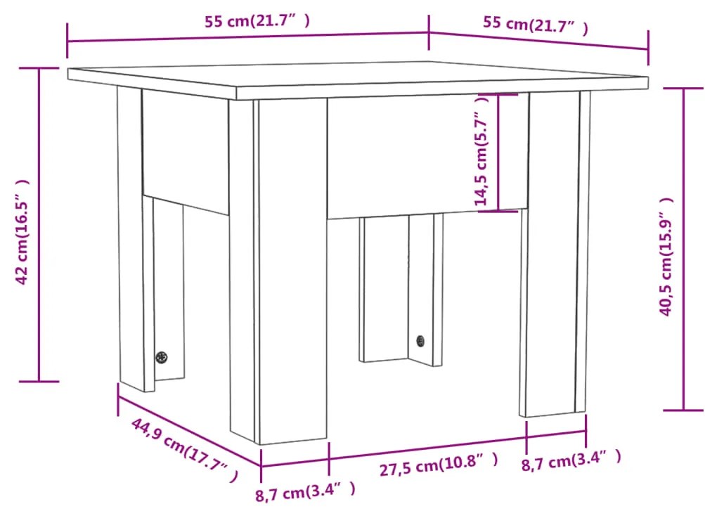 Τραπεζάκι Σαλονιού Λευκό 55x55x42 εκ. Επεξεργ. Ξύλο - Λευκό