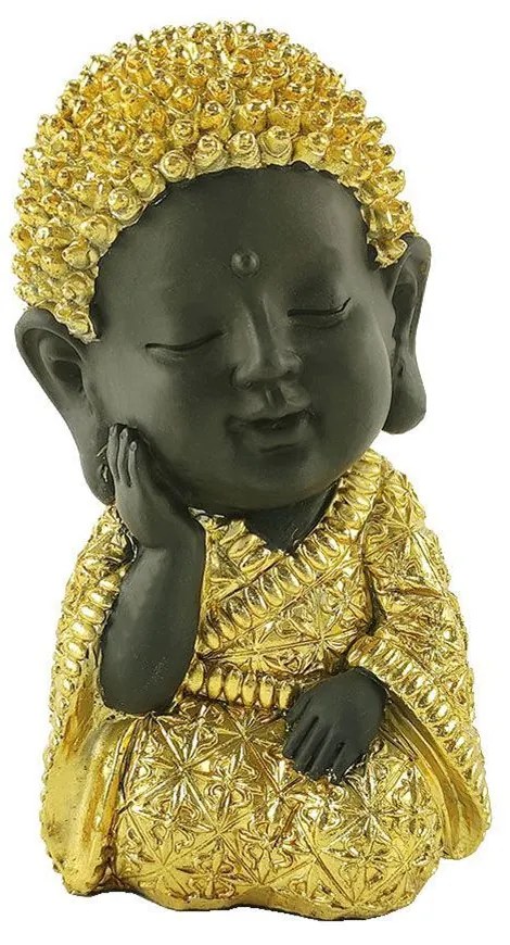 Διακοσμητικό Αντικείμενο Επιτραπέζιο Baby Buddha 022123 12x10x17cm Gold-Black Polyresin