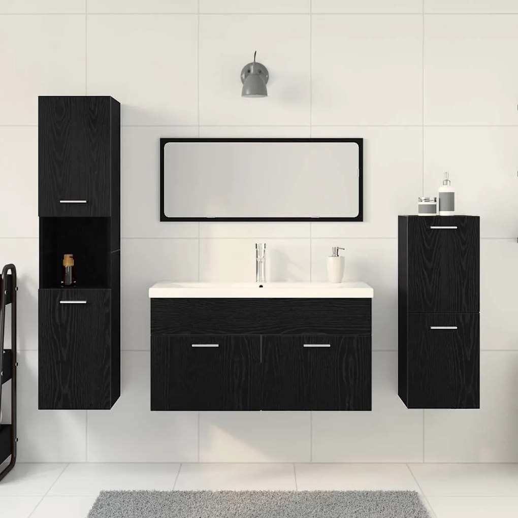 vidaXL Σετ Επίπλων Μπάνιου με πόρτα 4 pcs Μαύρη Οξυά 80 x 38.5 x 45 cm