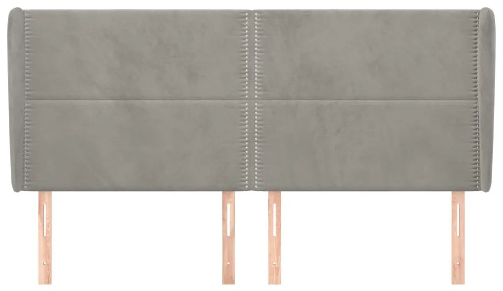 Κεφαλάρι με Πτερύγια Ανοιχτό Γκρι 163x23x118/128 εκ. Βελούδινο 3117870