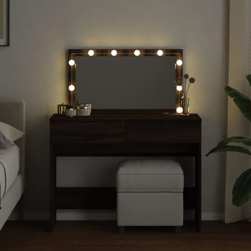 vidaXL Μπουντουάρ με LED Καφέ Δρυς 100x40x120 εκ.