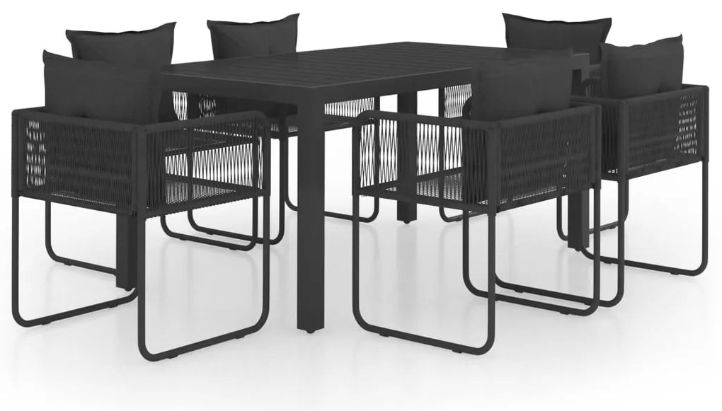 vidaXL Σετ Τραπεζαρίας Κήπου 7 τεμ. Μαύρο από Ρατάν PVC