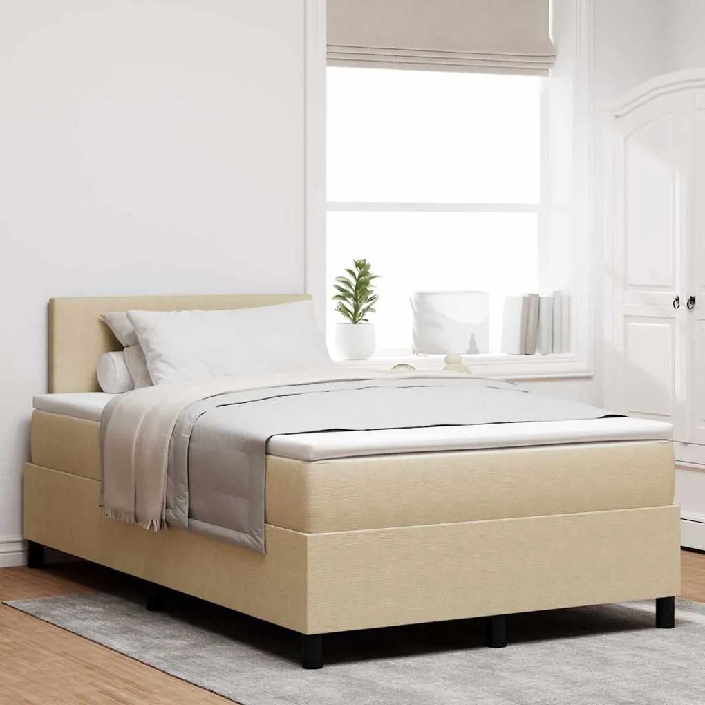 vidaXL Box Spring Κρεβάτι με Στρώμα &amp; LED Φως Πράσινο Γκρι Μικρό Διπλό Ύφασμα Σουέτ